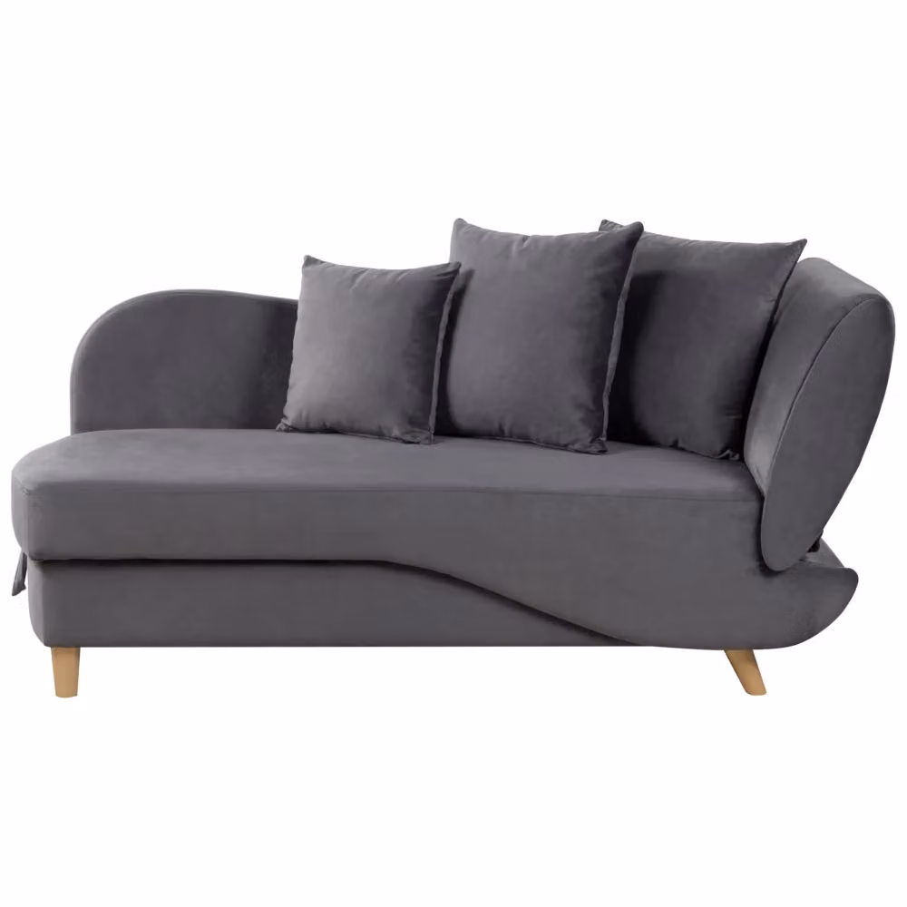 Chaise Longue BELIANI in velluto grigio scuro con contenitore e funzione letto, stile moderno per soggiorno, L/P/H: 235 x 155 x 69 cm – 2