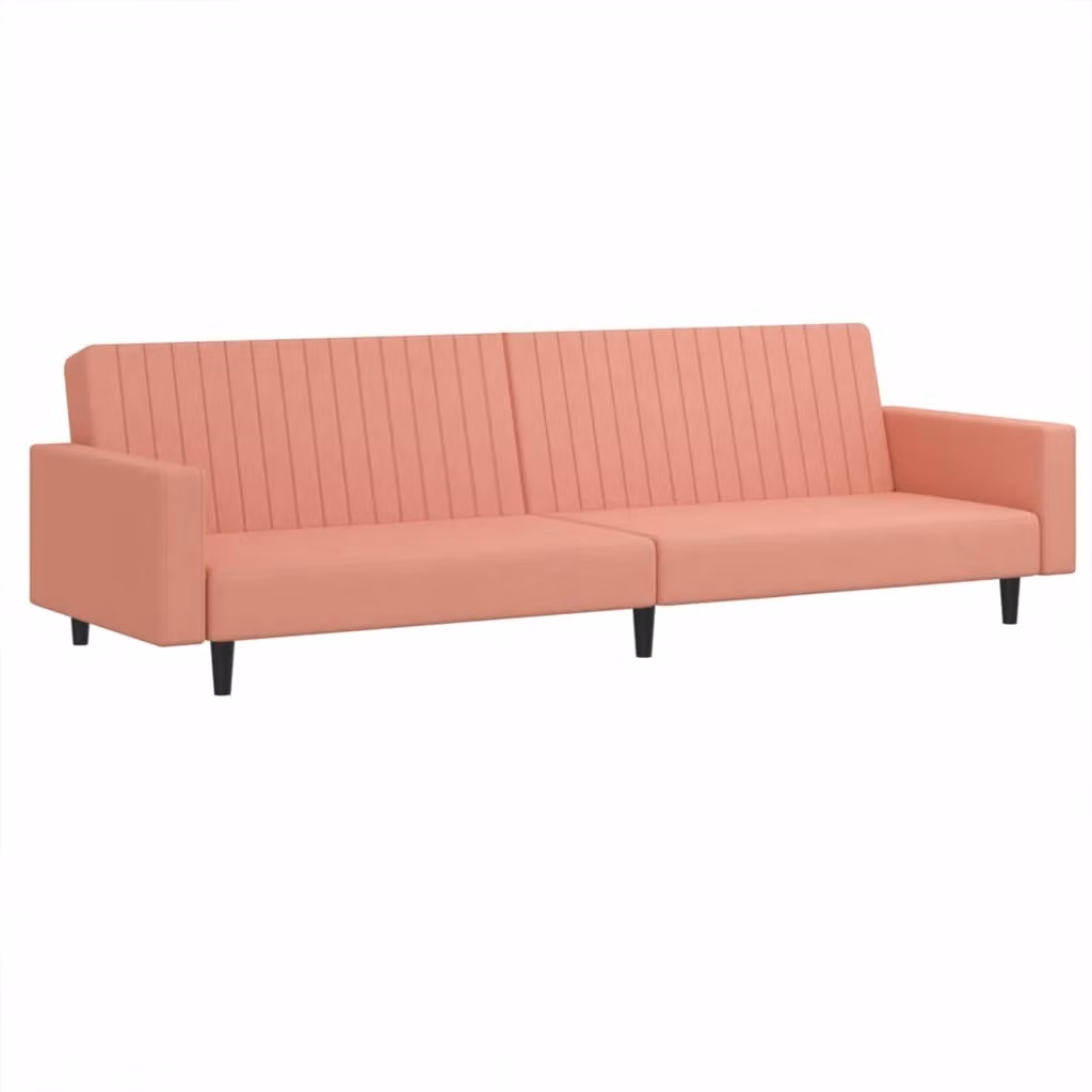 Divano Letto a 2 Posti Rosa in Velluto