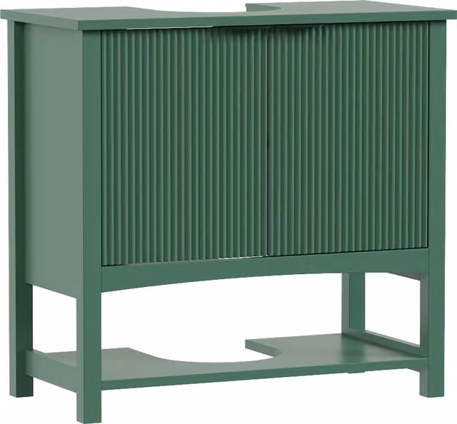Mobile Sottolavabo HOMCOM per Lavabo a Colonna con Anta e Ripiano, Verde Intenso – 1