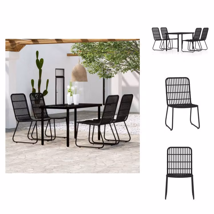 vidaXL Set da pranzo da giardino 5 pezzi nero - Set di mobili da giardino