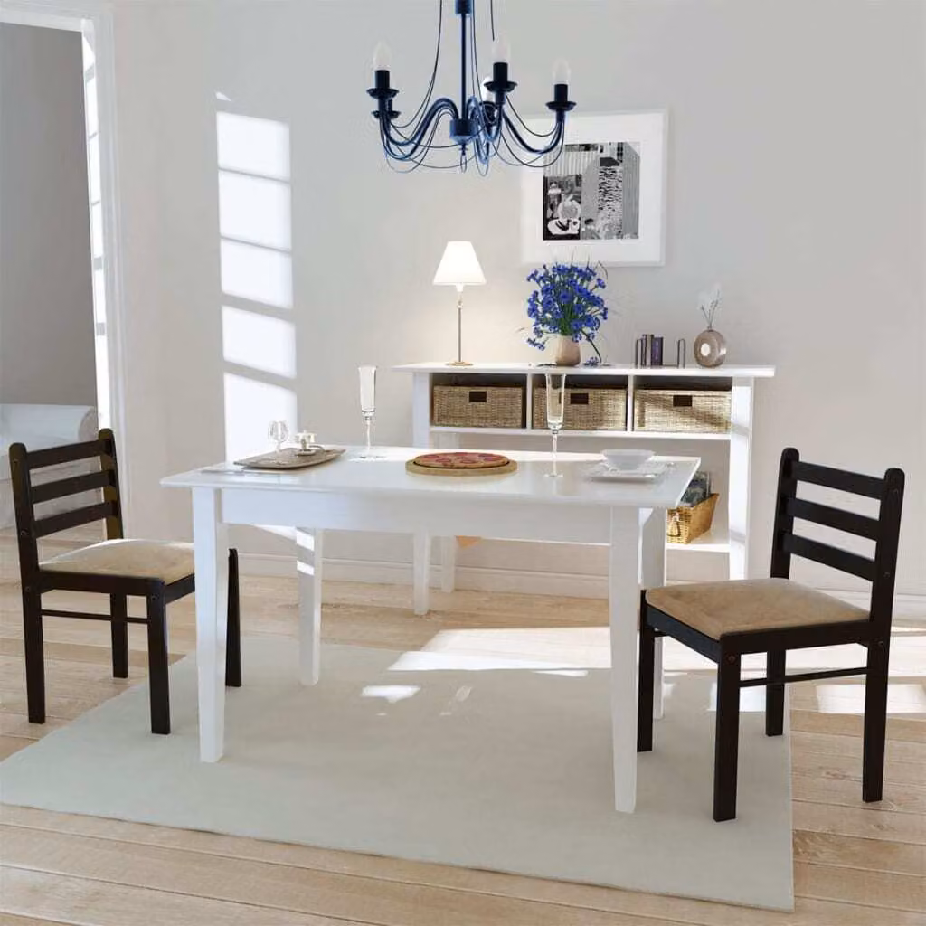 The Living Store Sedie da pranzo 2 pz. Legno massiccio di gomma e velluto marrone