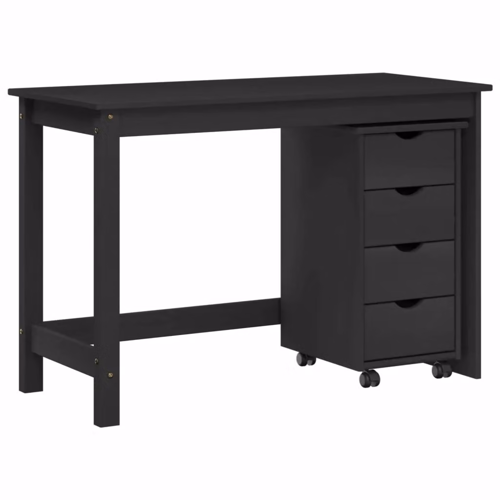 Set di scrivania e armadietto 2 pezzi vidaXL in legno di pino grigio e nero per ufficio o casa – 2