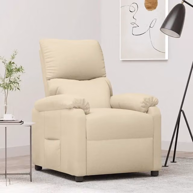 Poltrona Reclinabile Relax vidaXL in Tessuto Beige con Braccioli e Regolazione Manuale