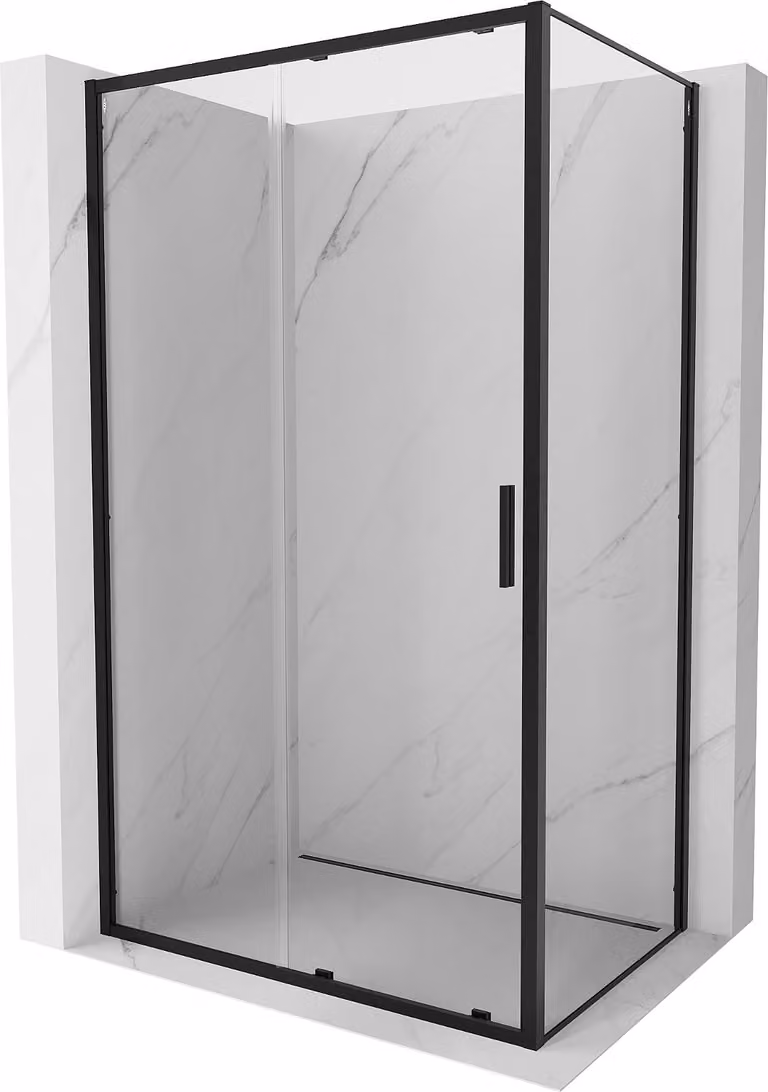 Mexen Exo cabina doccia scorrevole 135 x 75 cm, trasparente, nera - 8151-135-075-70-00