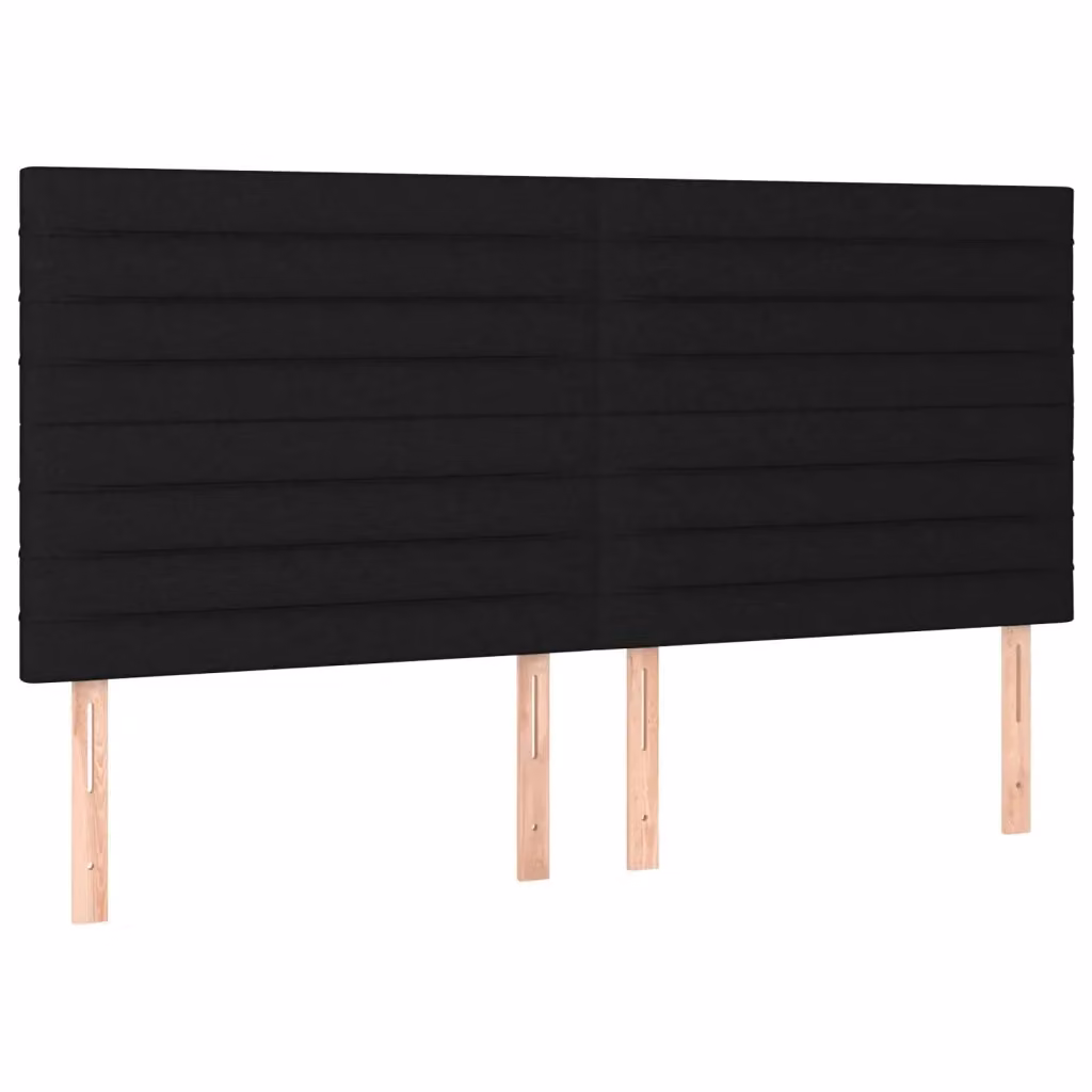 Testiera per letto vidaXL in tessuto nero con struttura in legno e MDF, L/P/H: 160 x 5 x 118/128 cm – 2