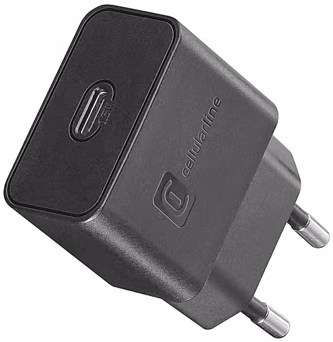 Caricabatteria Cellularline USB-C da 15W, Nero