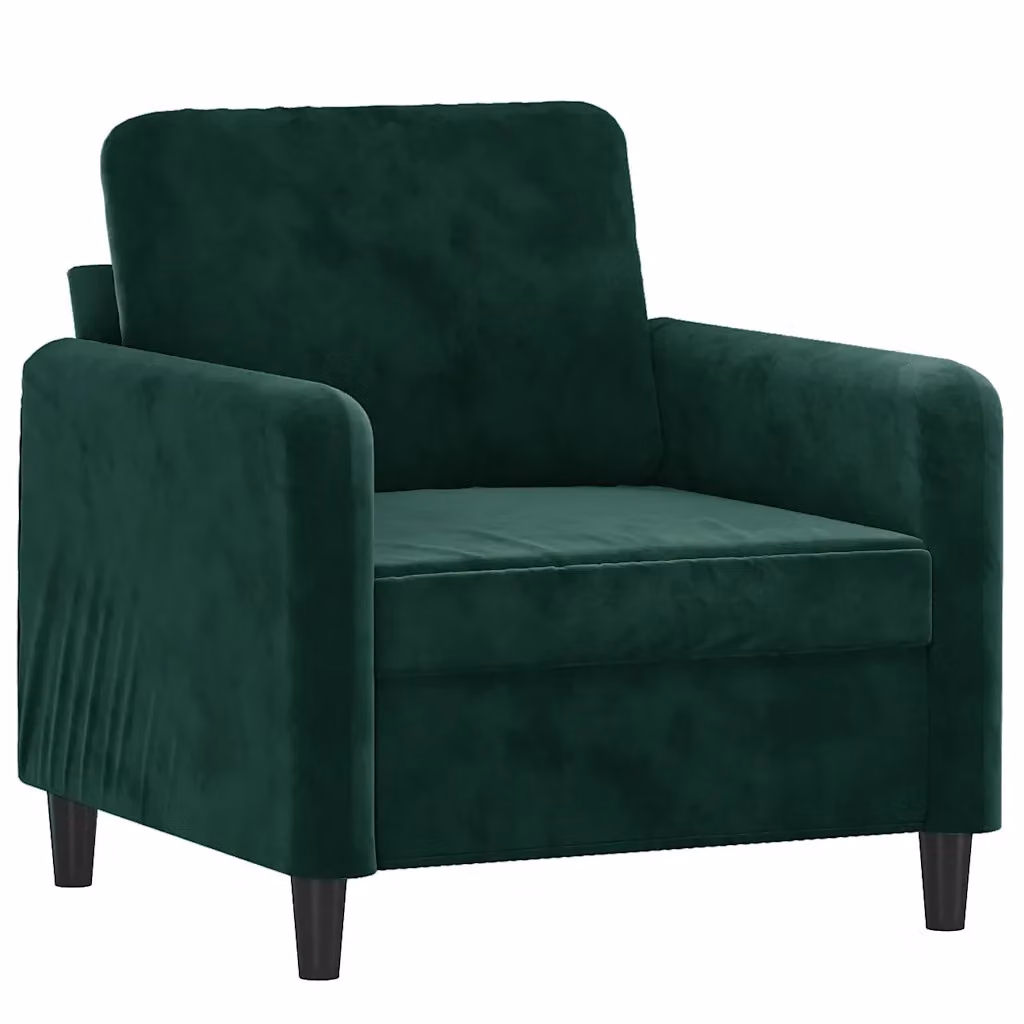 Poltrona moderna in velluto verde con struttura in metallo e braccioli – 2