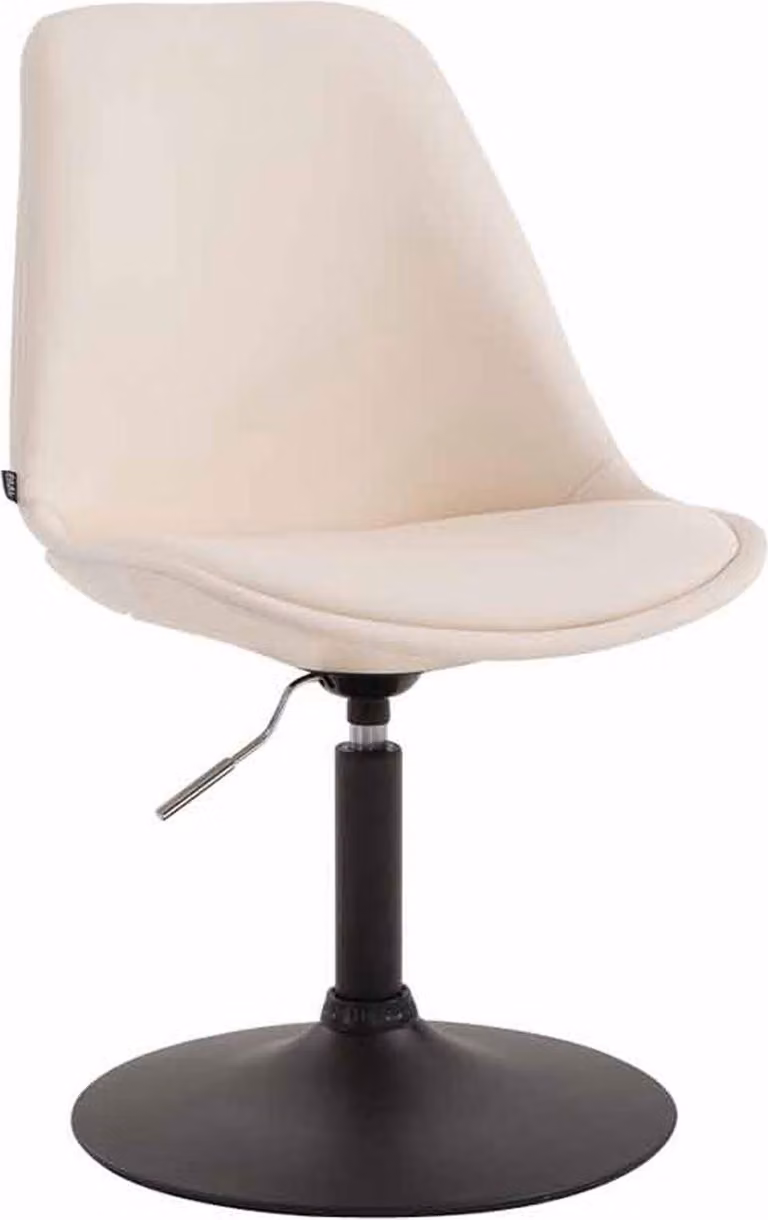 Sedia da pranzo in Pelle finta - Sedia moderna - Regolabile in altezza e girevole a 360° | Colore: crema | Colore base: nero