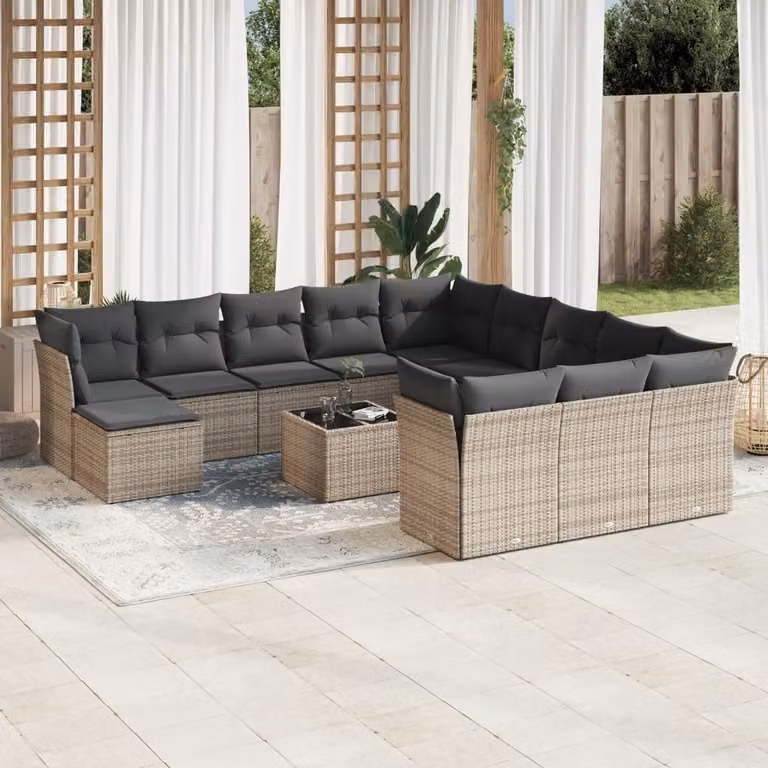 Maison Exclusive - Set Divani da Giardino 13 pz con Cuscini Grigio in Polyrattan