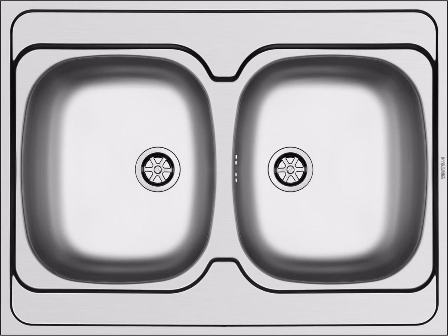 Lavello da cucina 80x60 cm sopratop doppia vasca per mobili 80 cm