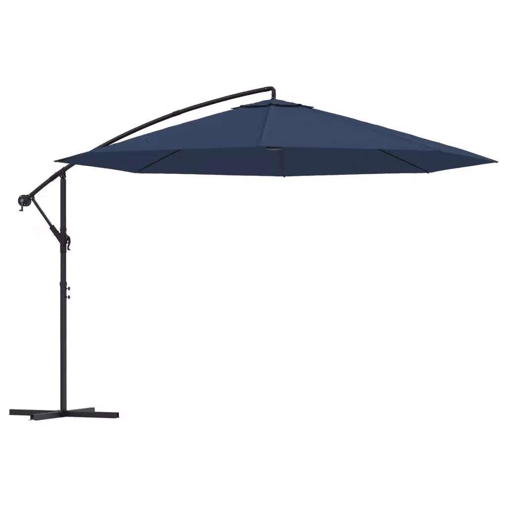 Ombrellone a sbalzo da giardino DESIGN IN in poliestere blu con struttura in alluminio, diametro 3,5 m – 2
