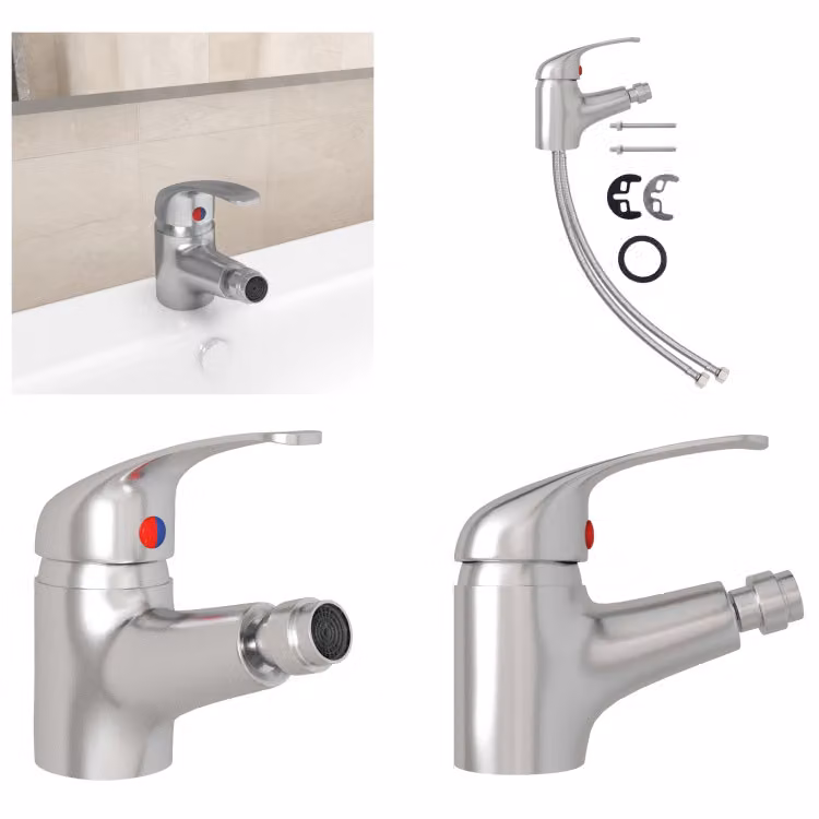 vidaXL Miscelatore per bidet da bagno argento 13x12 cm - Rubinetto - Rubinetti - Miscelatore - Miscelatori