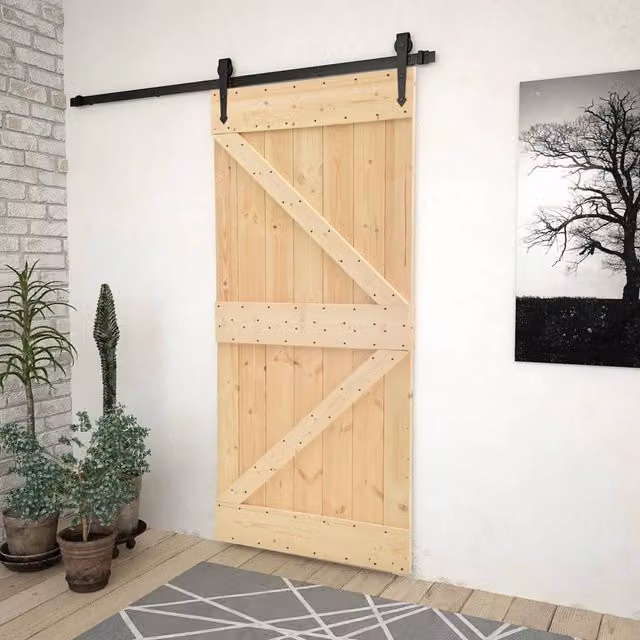 Porta NARVIK vidaXL in legno di pino solido marrone L: 90 cm, H: 210 cm