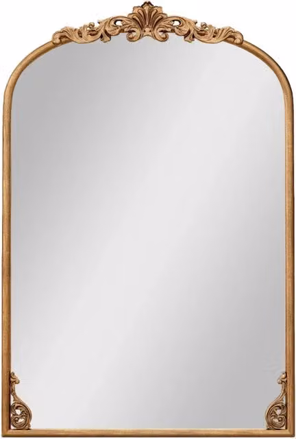 Specchio da parete barocco vintage 90 x 61 cm con eleganti ganci appendiabiti in resina dorata 20_0018938