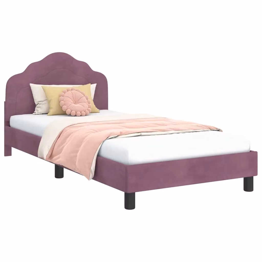 Struttura letto per bambini vidaXL in velluto viola con testata, L 90 x P 200 cm – 2
