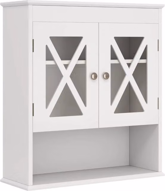 Mobiletto da bagno pensile 54 x 20 x 60 cm con ripiano regolabile e facile accesso in acrilico bianco 20_0010287