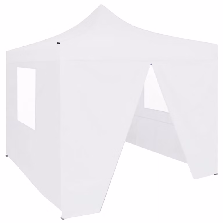 The Living Store Tenda professionale pieghevole per feste con 4 pareti laterali 3×3 m in acciaio bianco