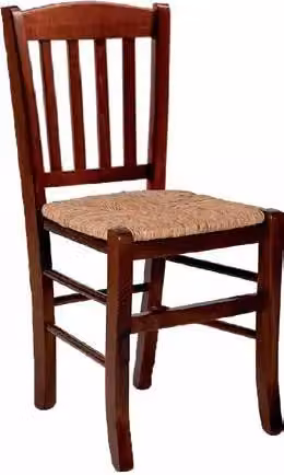 Set di 2 sedie classiche in legno di faggio color noce con seduta in paglia Mobili 2G L/P/H: 42 x 42 x 88 cm – 2