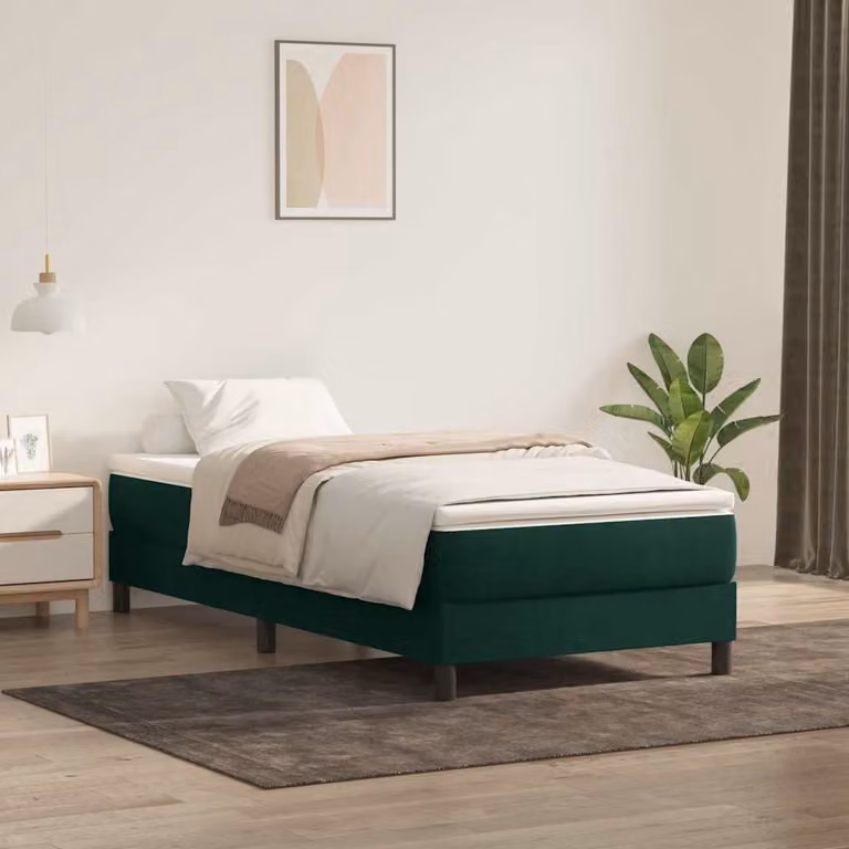 Letto a molle vidaXL in velluto verde con doghe a arco L/P/H: 200 x 223 x 203 cm