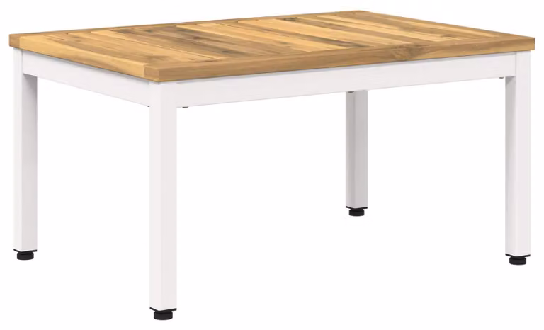 Tavolino da caffè bianco, dimensioni 49 x 68,5 x 36 cm, in legno massello di acacia