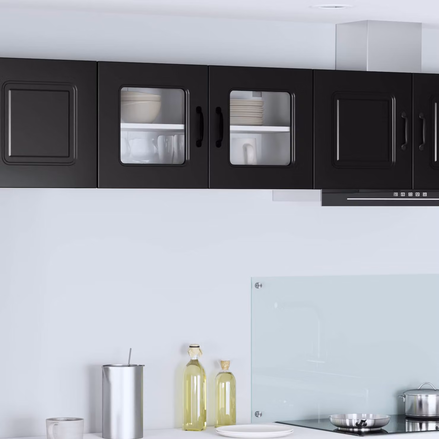 vidaXL Mobiletto da cucina Kalmar con ante in vetro nero L 80 x P 31 x H 40 cm