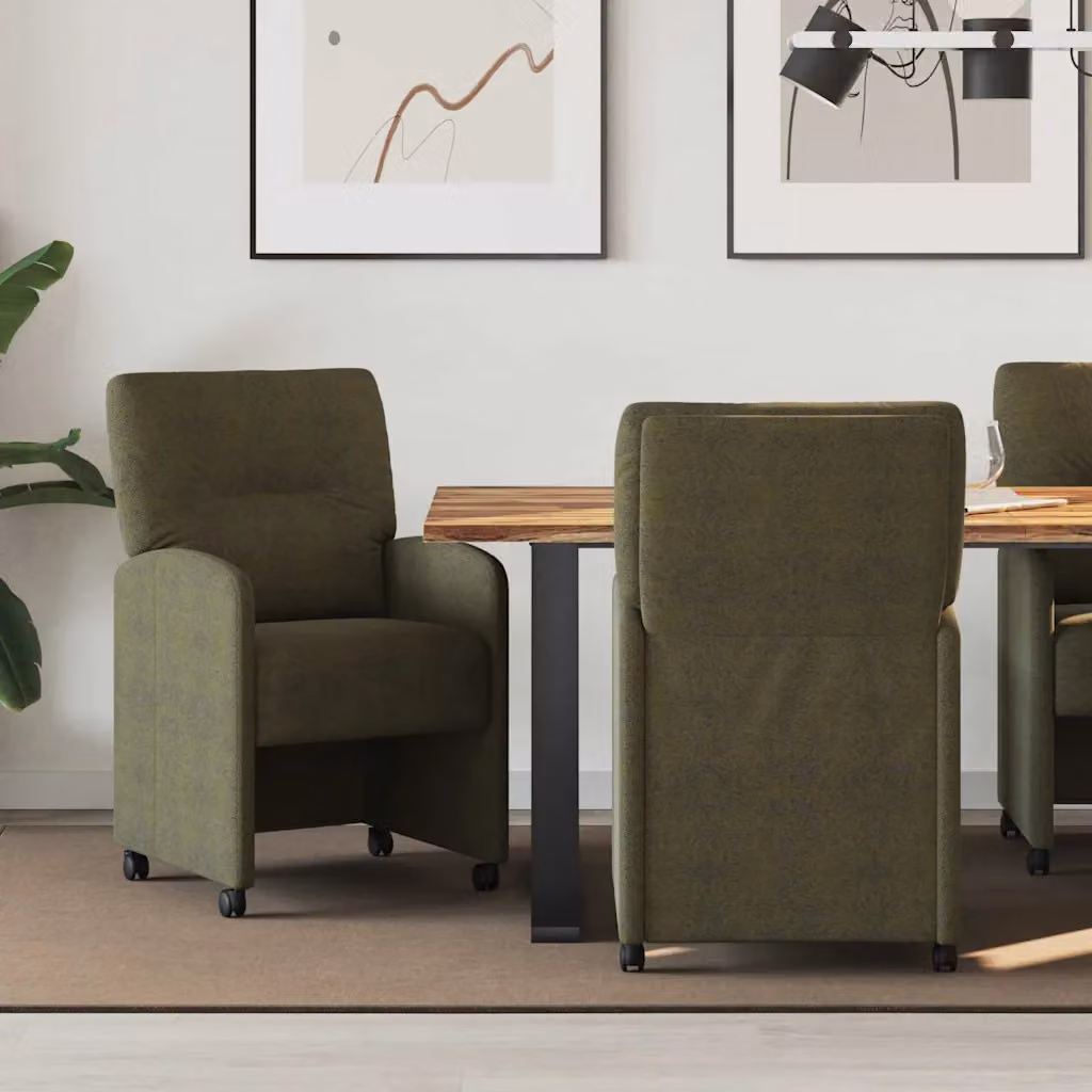 Set di 2 sedie da pranzo vidaXL con ruote e braccioli in pelle sintetica verde militare L/P/H: 57 x 67 x 95 cm – 1