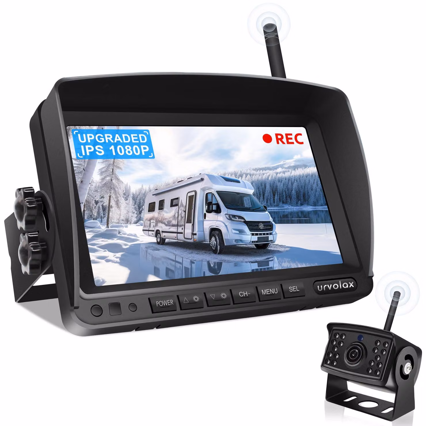 Telecamera per retromarcia wireless - Monitor da 7 pollici - Immagine HD 1080P - Visione notturna - Impermeabile IP69