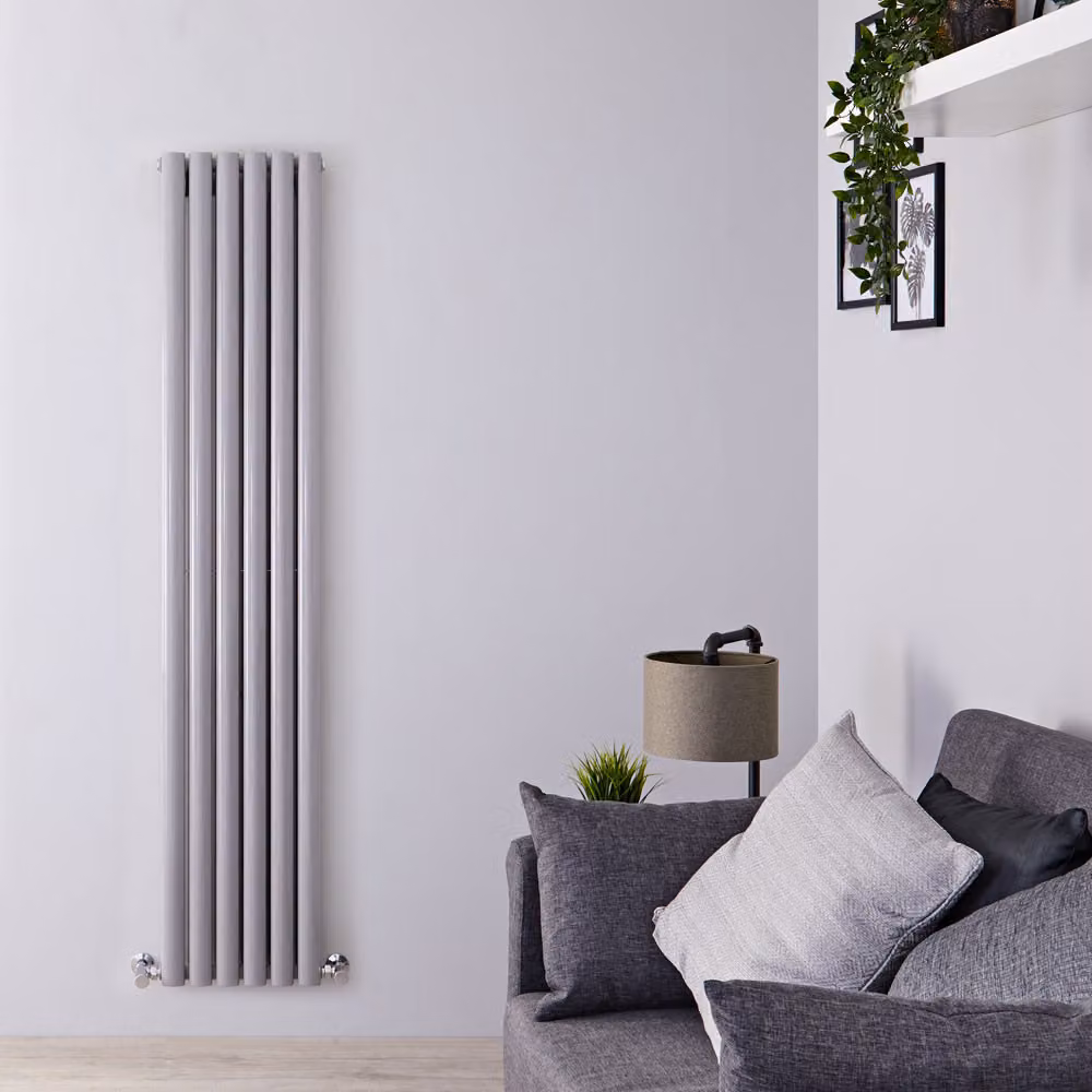 Radiatore di Design Verticale Moderno - Pannello Doppio - Argento - 1800mm x 354mm - Revive