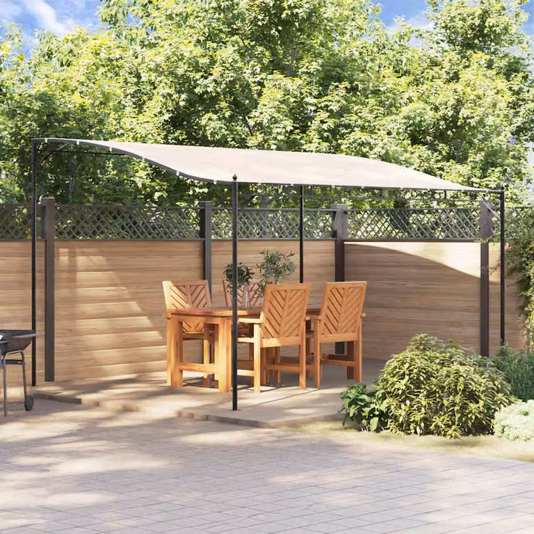 Tettoia curva vidaXL in acciaio e poliestere beige L: 4 m, P: 3 m