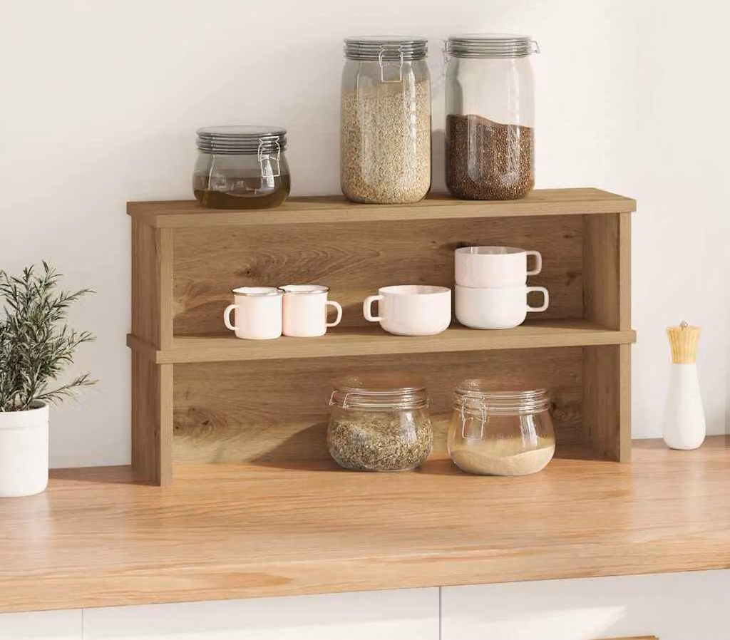 Scaffali da Cucina Impilabili 2pz Rovere Artigianale 60x15x16cm