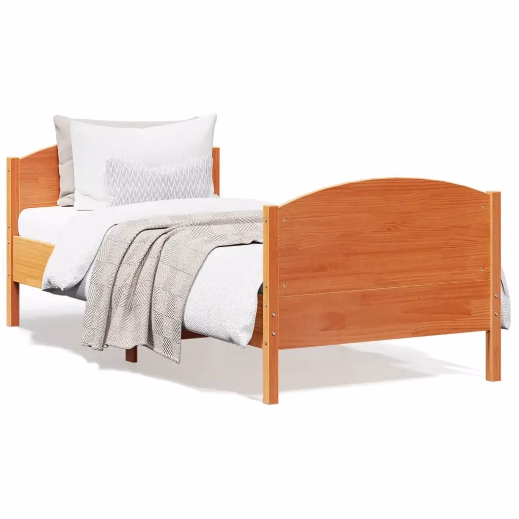 Letto in legno di pino Marrone Cera vidaXL senza materasso L 90 x P 200 cm – 2