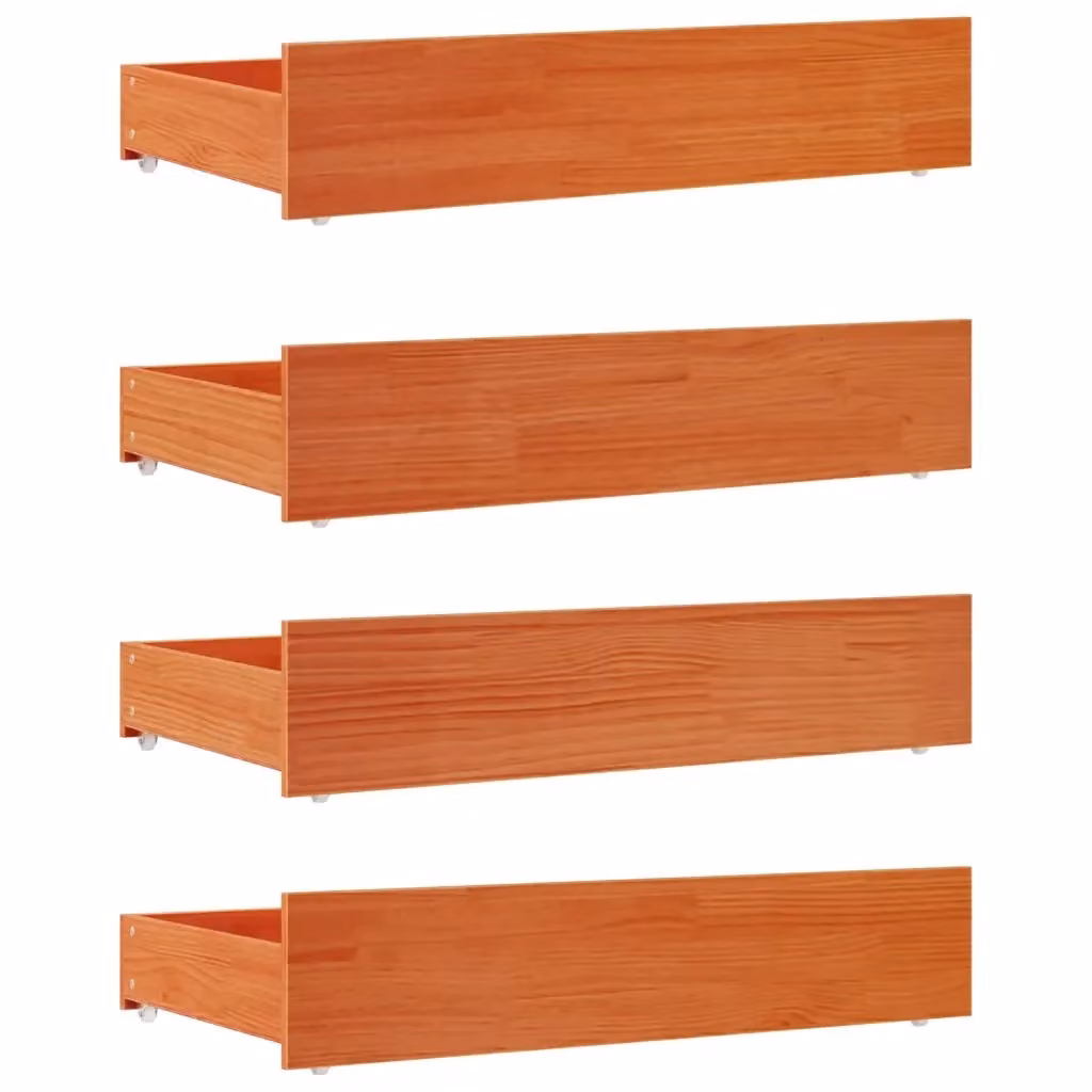 Set di 4 cassetti per letto vidaXL in legno massello di pino, colore marrone cera – 2
