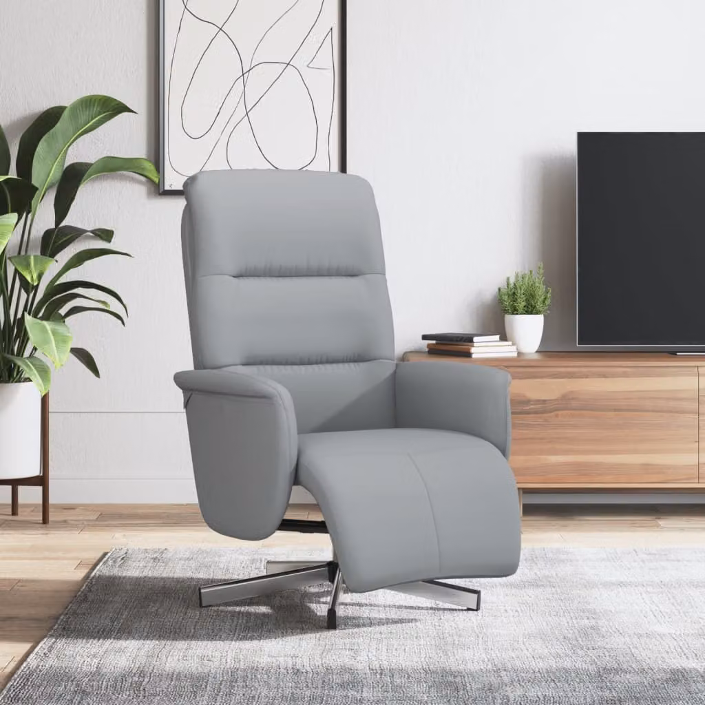 Maison Exclusive - Poltrona relax con poggiapiedi, color grigio chiaro, rivestita in tessuto