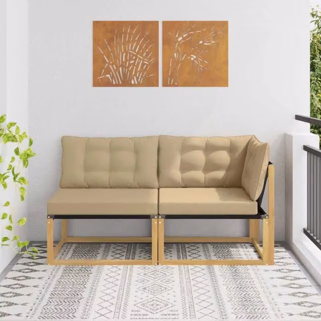 Salotto da Giardino-Divano componibile Sezionale con cuscino Bianco 162,5 x 83 x 73 cm 792809