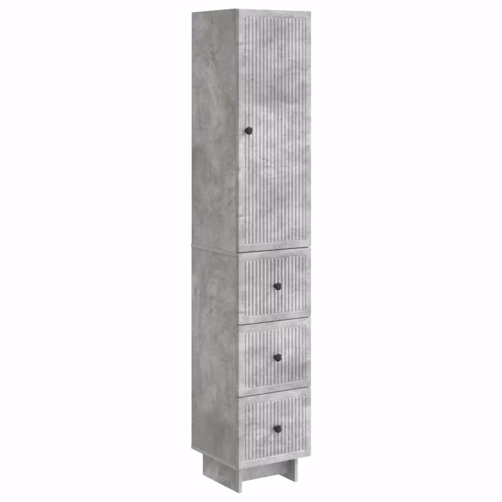 Set di 2 armadi moderni vidaXL in MDF grigio opaco con ante a battente, ripiani e cassetti interni, da appendere a parete – 2