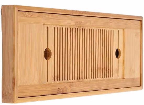 Tavolino in bambù per 2-3 persone - Contenitore per l'acqua - Portaoggetti per tè 2-in-1 - Ecologico, ideale per l'uso quotidiano