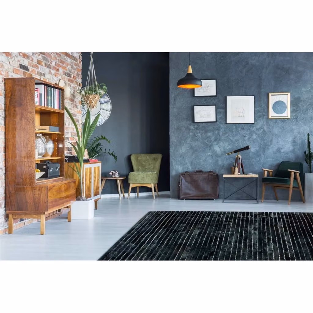 Tappeto Prime 110 KENDRA HOME in lana e viscosa, design moderno a righe, colore antracite e multicolore, L: 150 cm, P: 80 cm – 2