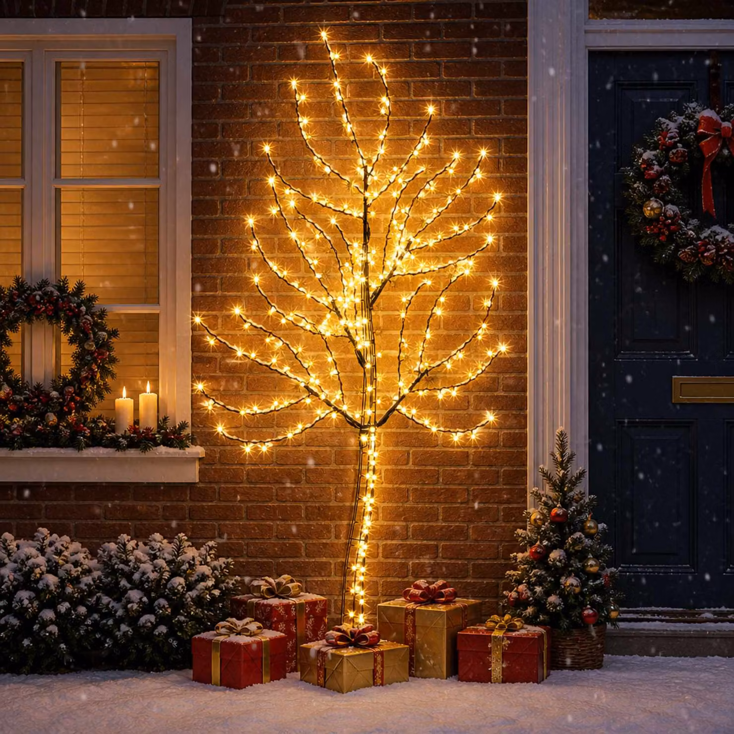 vidaXL Albero di Natale da parete a LED 180 cm 200 LED Bianco caldo