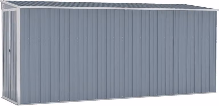 Capanno Giardino a Parete Grigio 118x382x178 cm Acciaio Zincato