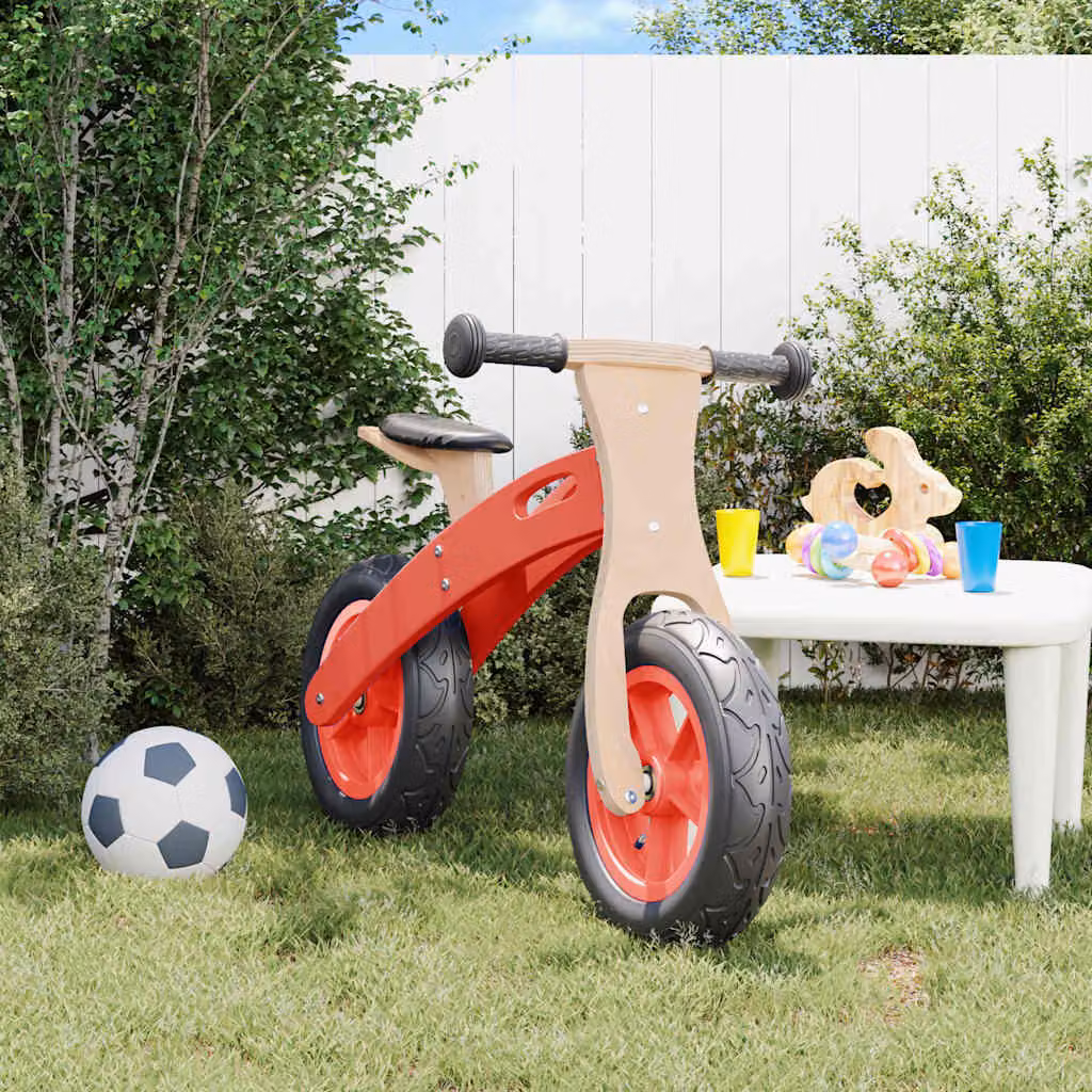 vidaXL Bicicletta da equilibrio per bambini con pneumatici ad aria, rossa e nera, regolabile in altezza
