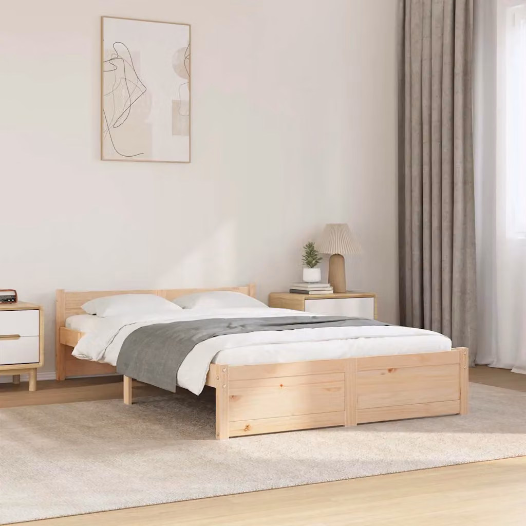 vidaXL Giroletto in legno massello di pino color ambra con doghe piatte L: 120 cm, P: 200 cm