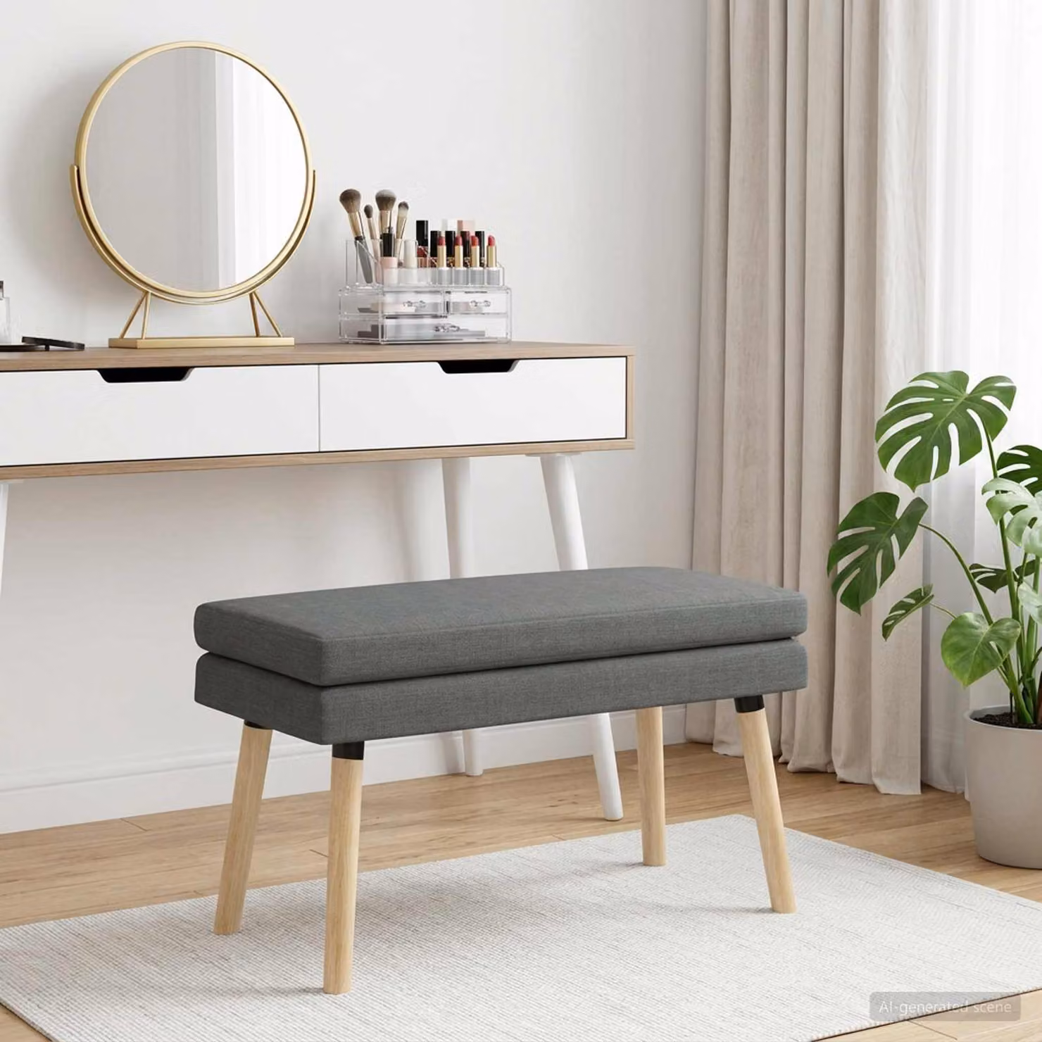 Panchina a doppio strato vidaXL in legno e tessuto Grigio, L 80 x P 40 x H 47 cm