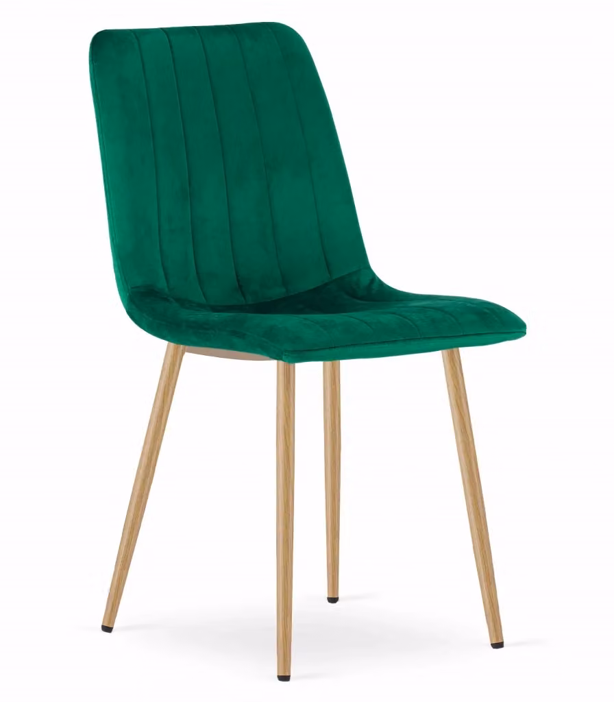 Set di 3 sedie moderne Valora in velluto verde con gambe in legno e metallo – 2