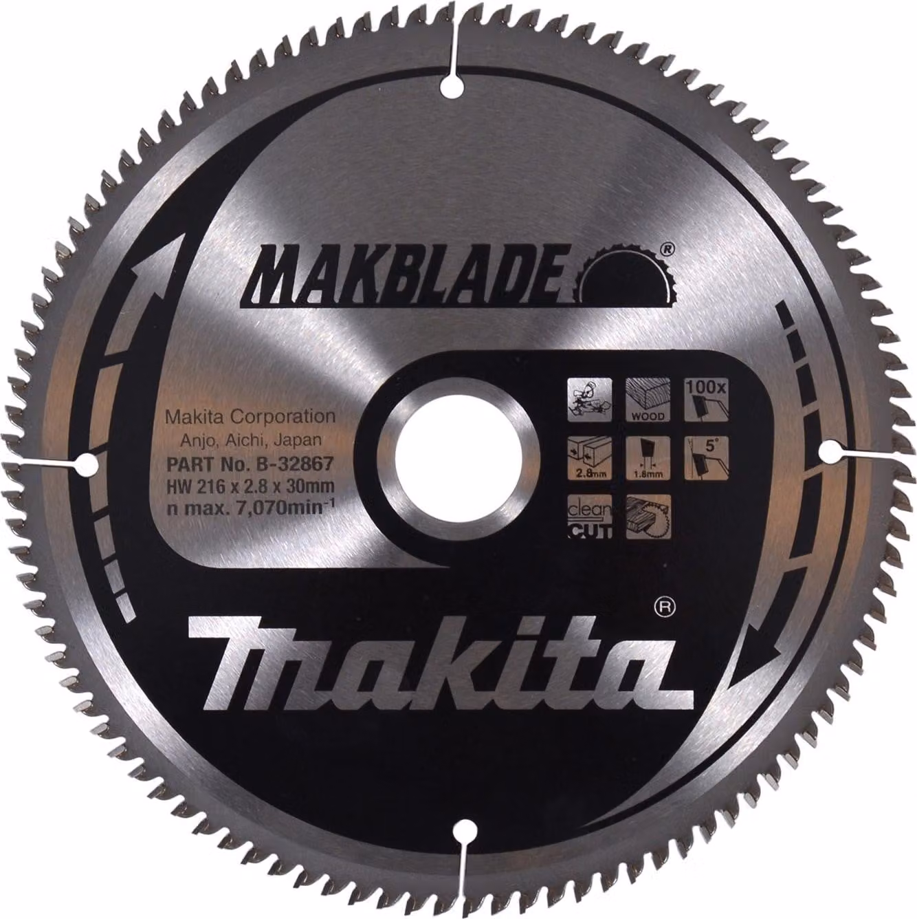 Lama per sega circolare Makita TCT in metallo duro Makblade TCT - 216 x 30 mm - 100 denti - legno