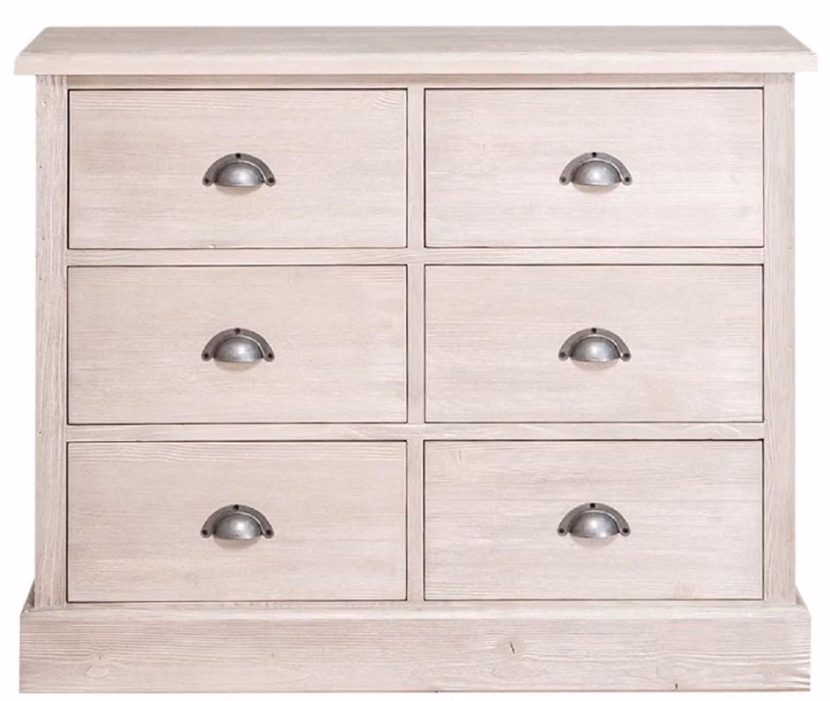 Casa Padrino cassettiera in stile country con 6 cassetti grigio 100 x 35 x h. 80 cm - Mobili in stile country