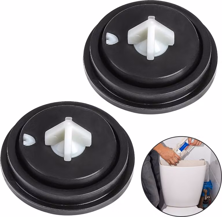 2 membrane per valvola a galleggiante con raccordo per WC in gomma e plastica - riparazione semplice dei serbatoi del WC con perdite - sigillatura del WC.