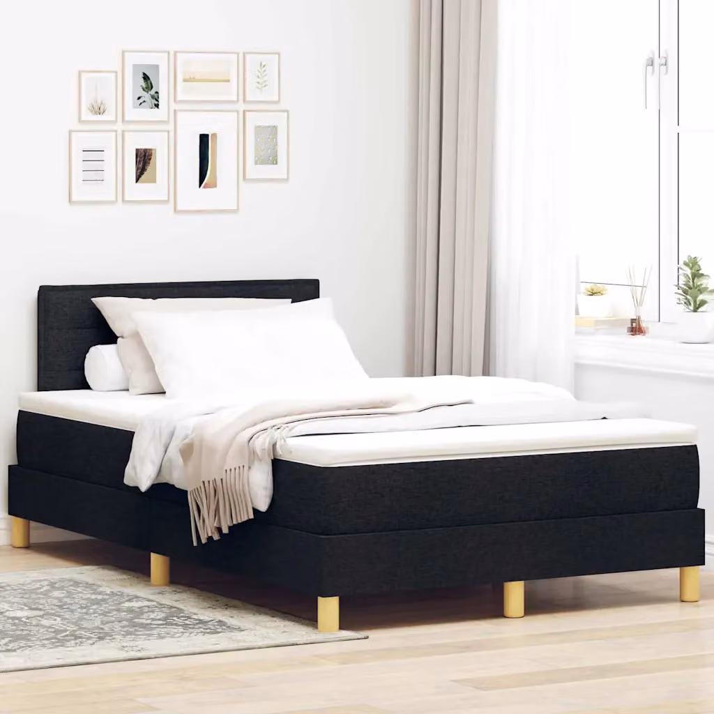 Letto Ibrido Moderno vidaXL con Illuminazione LED Sotto il Letto e Porte USB, Nero, L/P: 120 x 200 cm