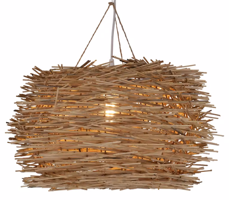 Lampada da soffitto / lampada a sospensione, realizzata a mano a Bali con materiali naturali, rattan - modello Fumero, marrone, 25*45*45 cm, lampade a sospensione in materiali naturali