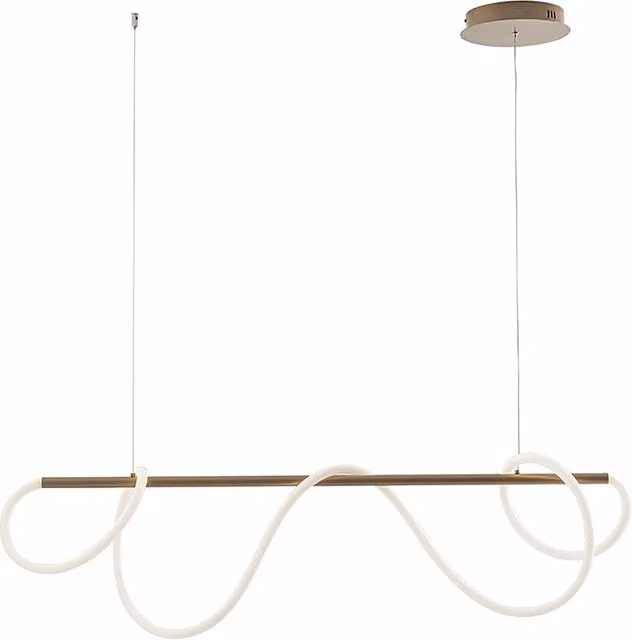 STRING Sospensione Orizzontale LED 50W 3000K Colore Oro Satinato - Design Moderno a 360 Gradi per Interni - Lampada in Metallo e Silicone - Rossini