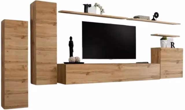 Composizione murale SWITCH I mobile TV sospeso in rovere Wotan design